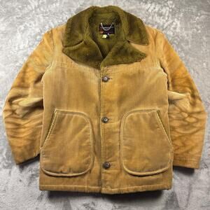 Vintage 60s Towncraft Penneys Corduroy Fur Lined Button Coat Jacket Mens Size M